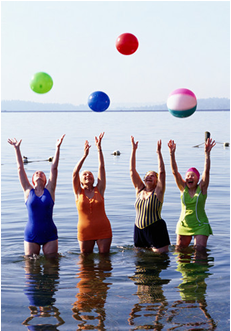 4 women 4 beachballs